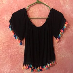 Off the shoulder top with tassels